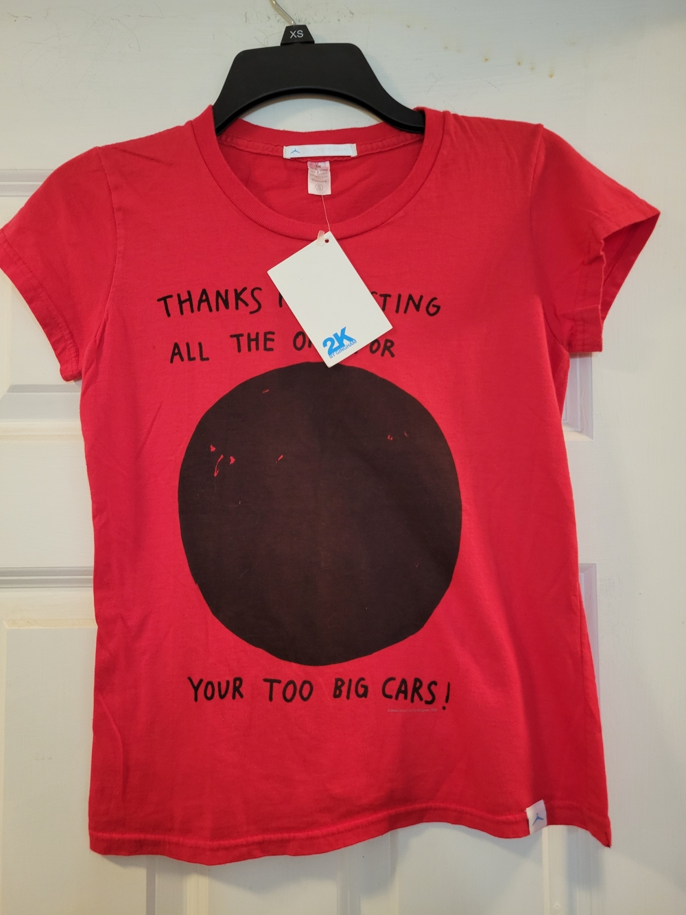 2k by Gingham Red Graphic Tee with Black Circle Print small